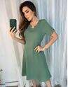 Vestido Alfaiataria Liso Com Manga Curta Verde - 06227