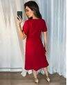 Vestido Alfaiataria Liso Com Manga Curta Vermelho - 06227