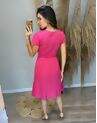 Vestido Alfaiataria Liso De Manga Curta Pink - 06252